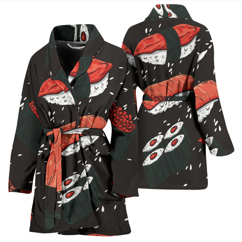 Sushi Theme Pattern Women Bathrobe