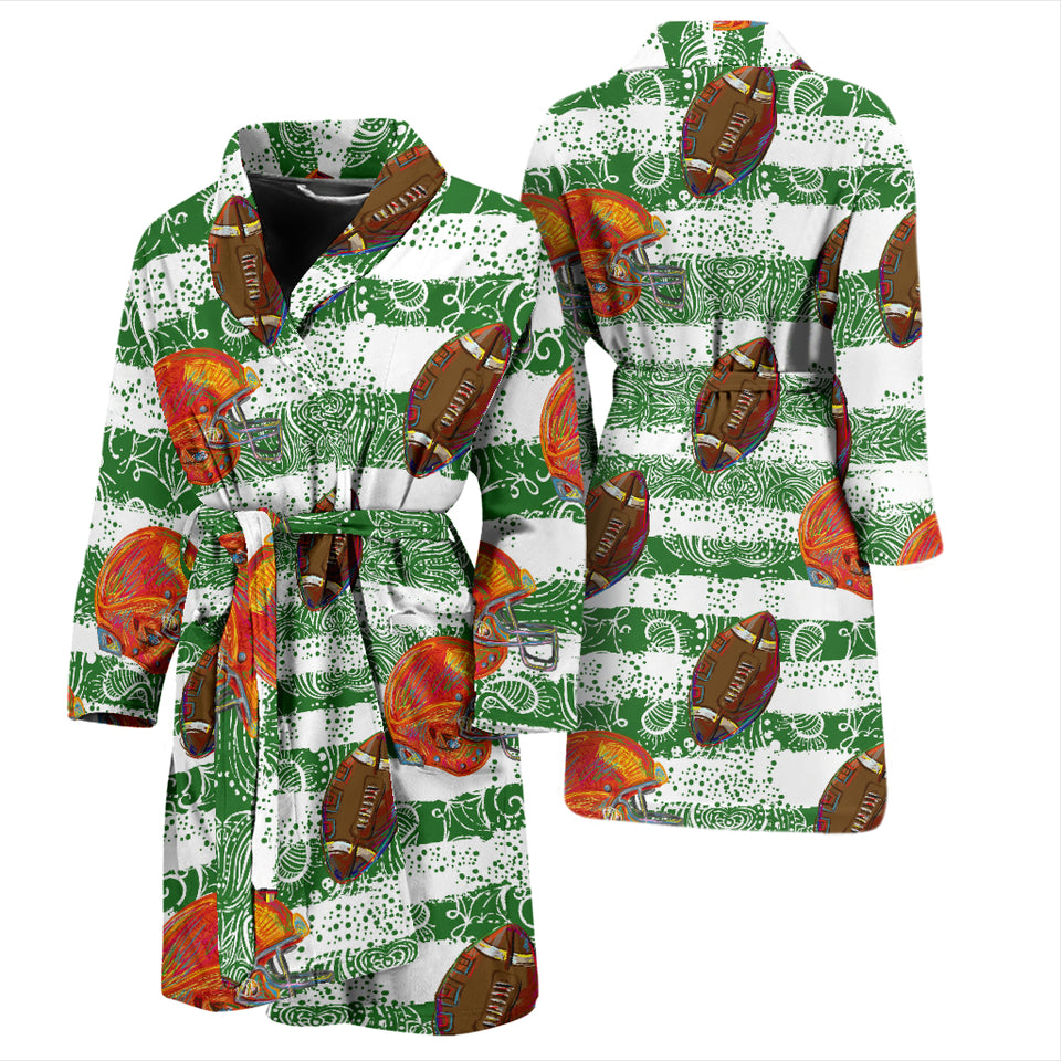 American Football Ball Helmet Pattern Men Bathrobe