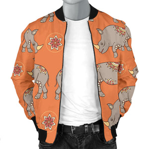 Rhino Pattern Theme Men Bomber Jacket