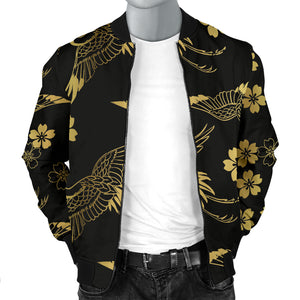 Gold Japanese Theme Pattern Men Bomber Jacket