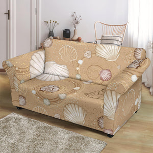 Shell Pattern Sand Loveseat Couch Slipcover