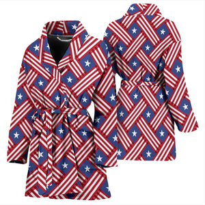 USA Star Stripe Pattern Women Bathrobe