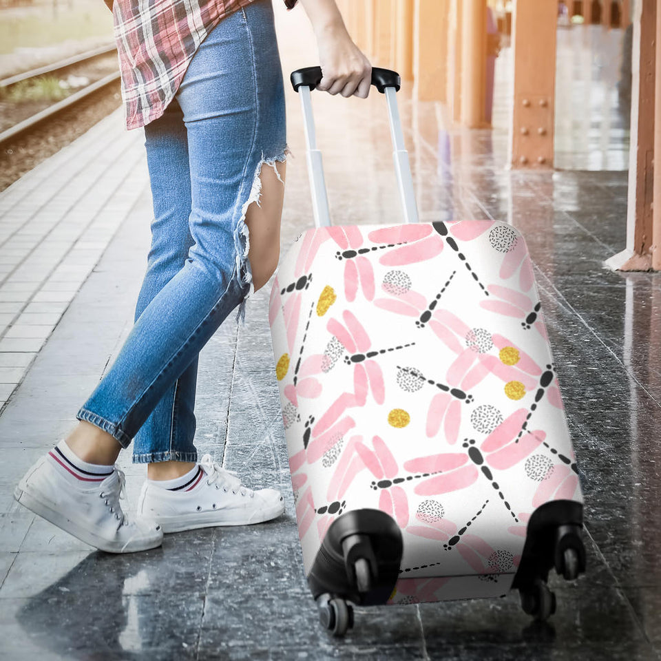 Pink Dragonfly Pattern Luggage Covers