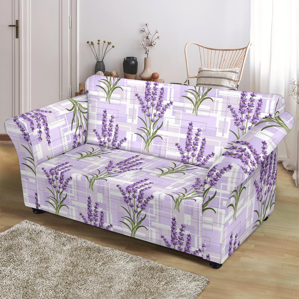 Lavender Pattern Theme Loveseat Couch Slipcover