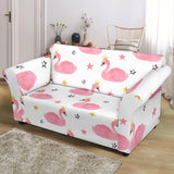 Pink Swan Pattern Loveseat Couch Slipcover