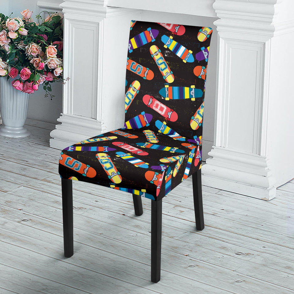 Skate Board Pattern Print Design 02 Dining Chair Slipcover