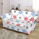 Nautical Steering Wheel Rudder Pattern Loveseat Couch Slipcover