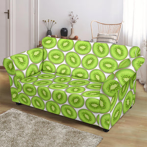 Sliced Kiwi Pattern Background Loveseat Couch Slipcover