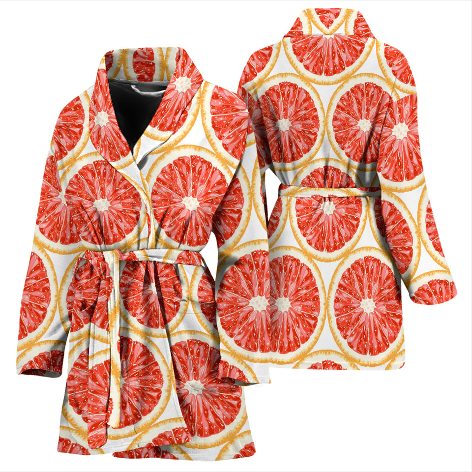 Sliced Grapefruit Pattern Women Bathrobe
