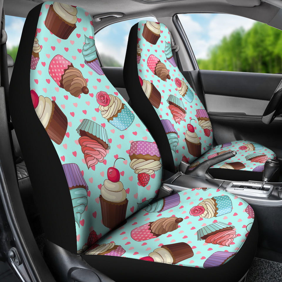 Cup Cake Heart Pattern Universal Fit Car Seat Covers