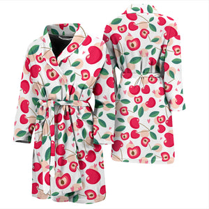 Cherry Heart Pattern Men Bathrobe