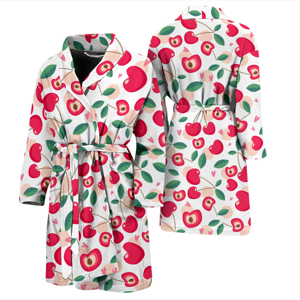 Cherry Heart Pattern Men Bathrobe