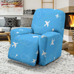 Airplane Pattern Blue Background Recliner Chair Slipcover