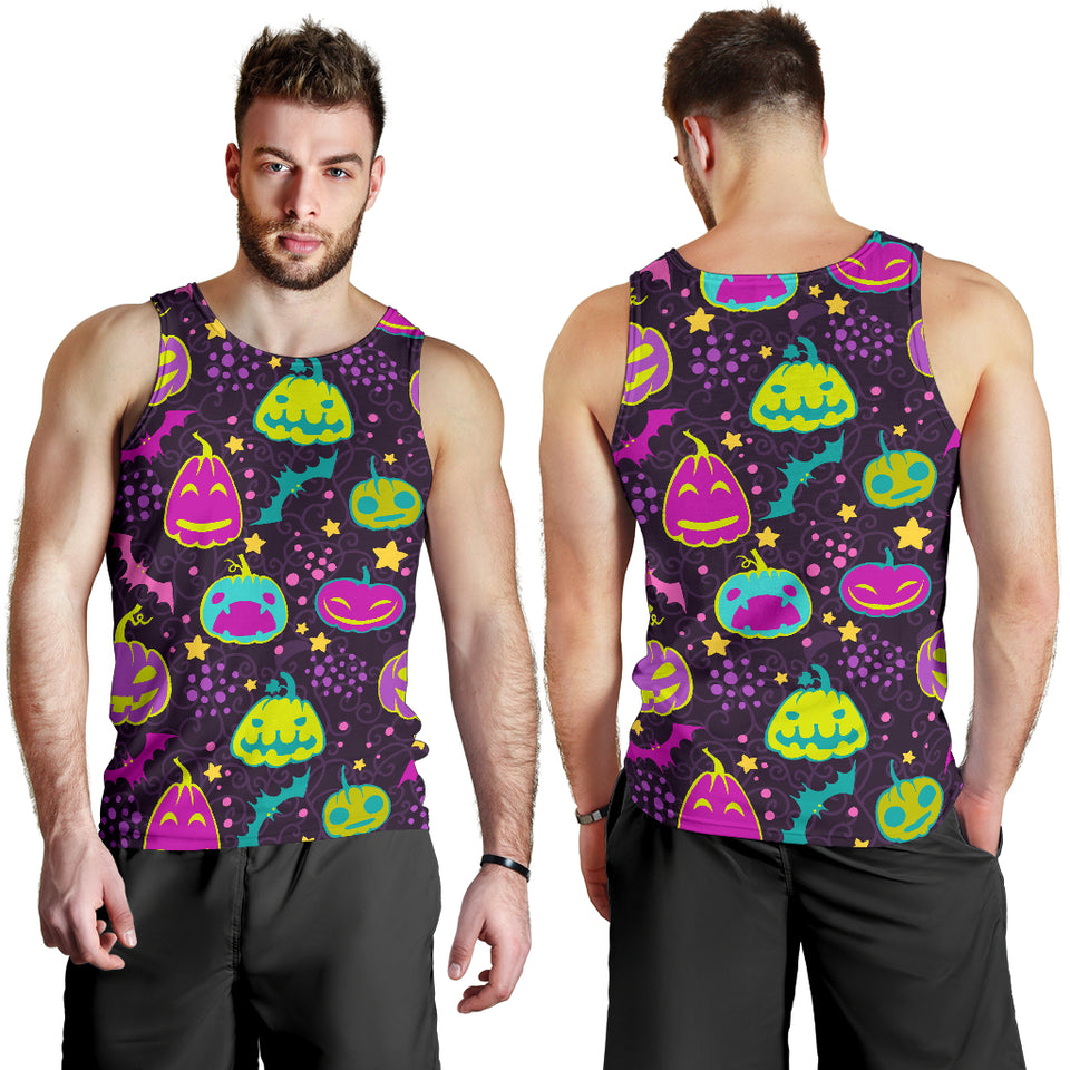 Halloween Pumpkin Bat Pattern Men Tank Top