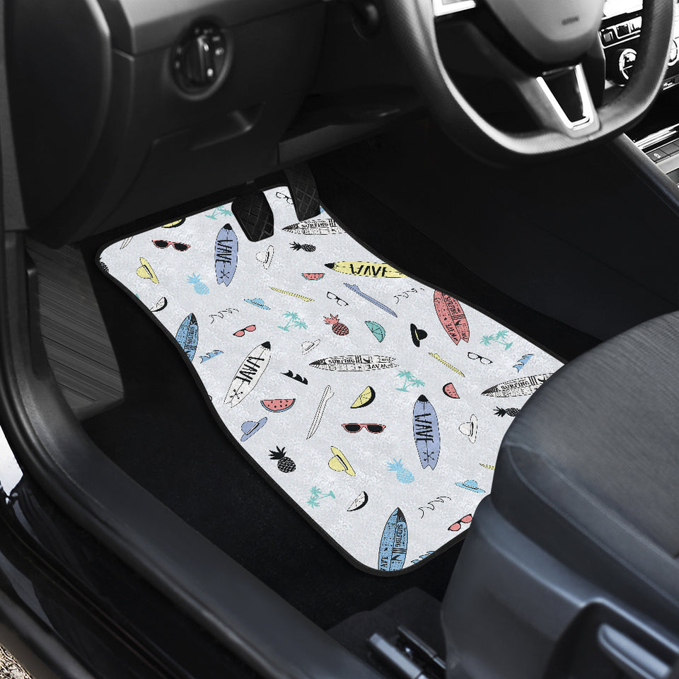 Surfboard Pattern Print Design 01 Front and Back Car Mats