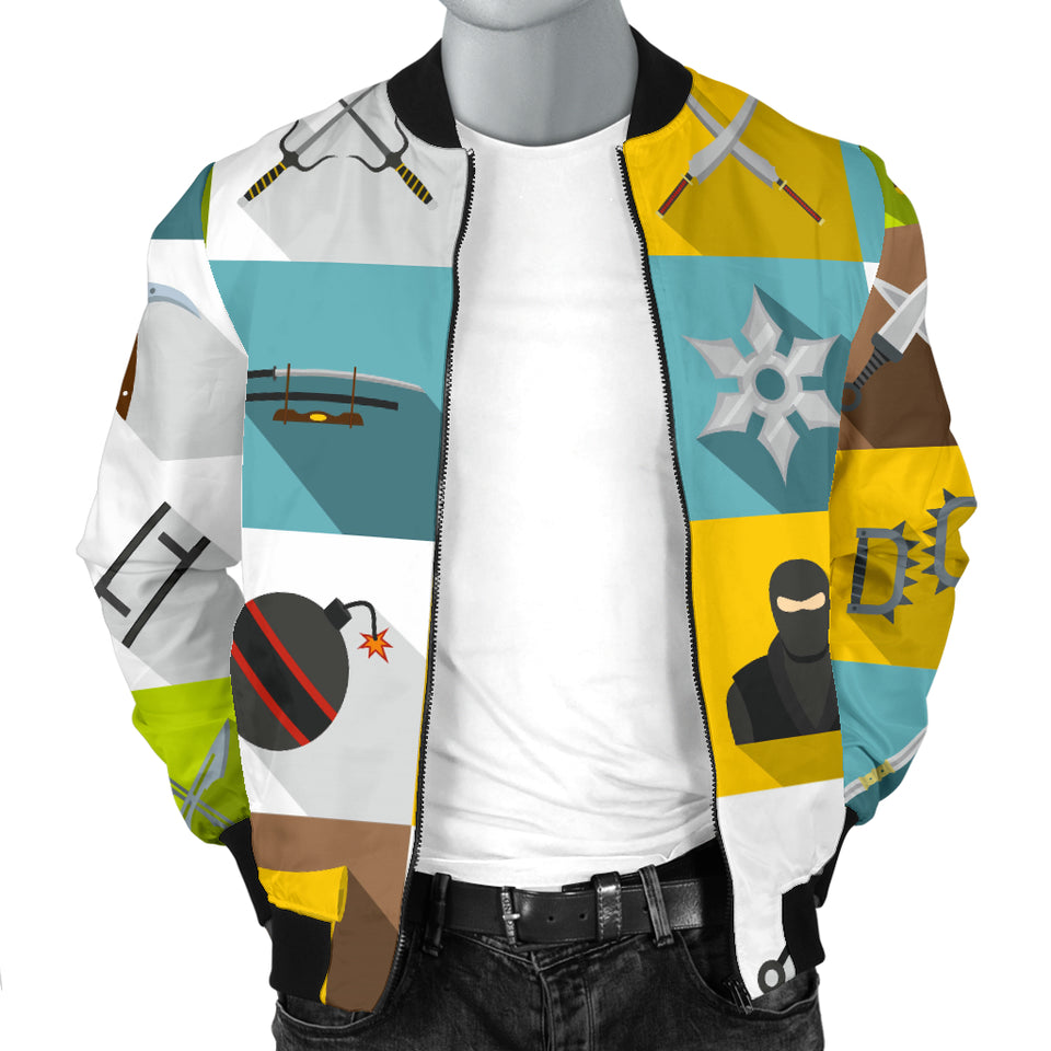 Ninja Weapon Set Pattern Men Bomber Jacket