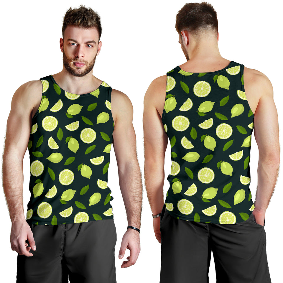 Lime Leaves Pattern Men Tank Top