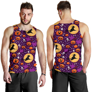 Halloween Pumpkin Witch Pattern Men Tank Top