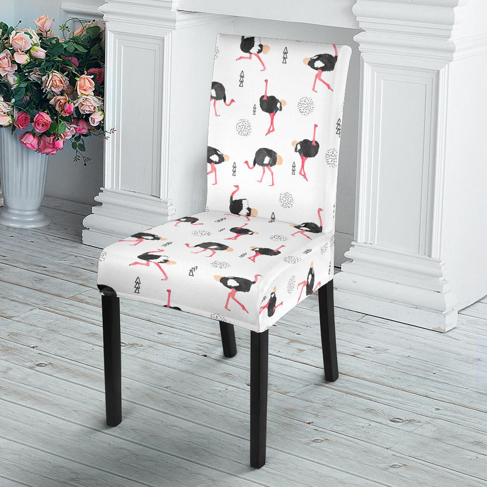 Ostrich Pattern Print Design 02 Dining Chair Slipcover