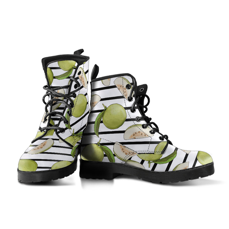 Guava Pattern Stripe background Leather Boots