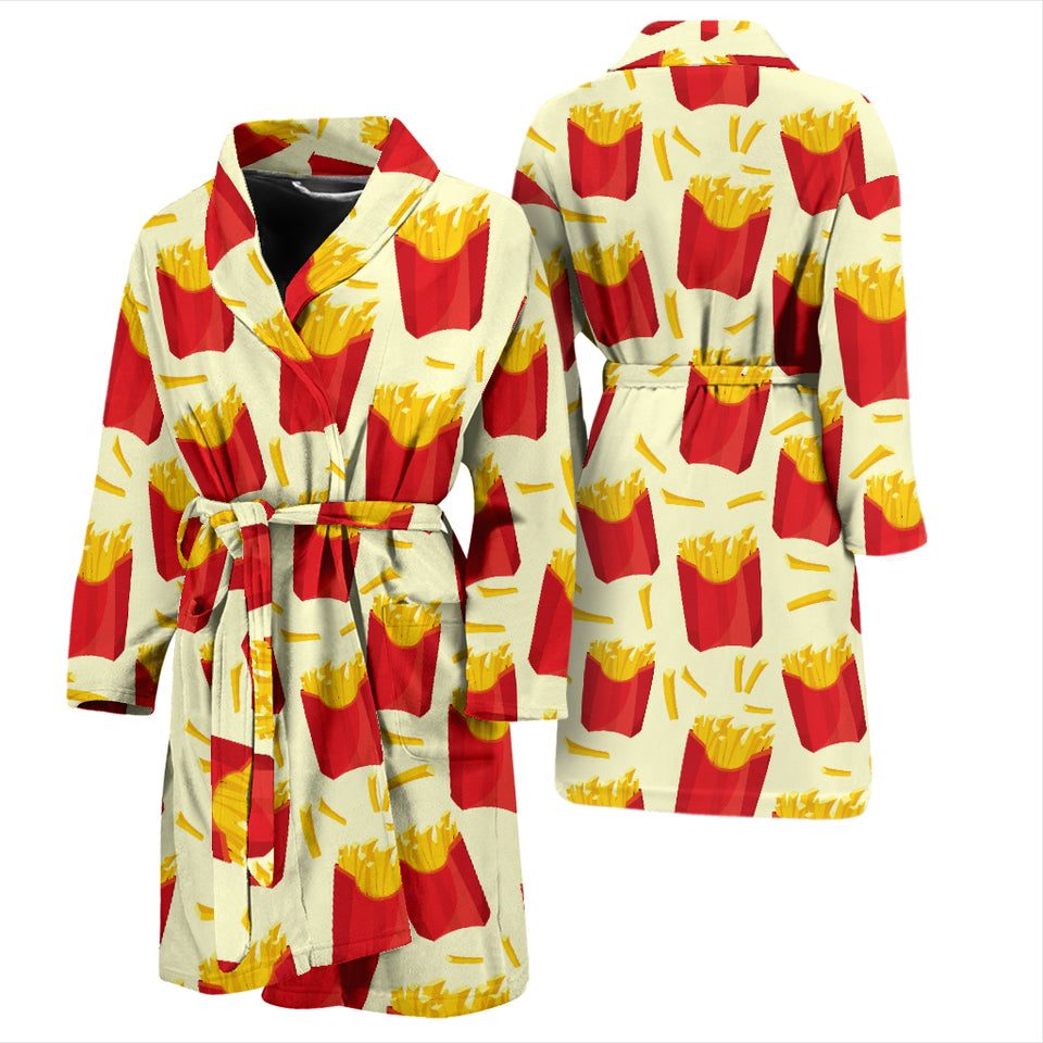 French Fries Pattern Theme Men Bathrobe