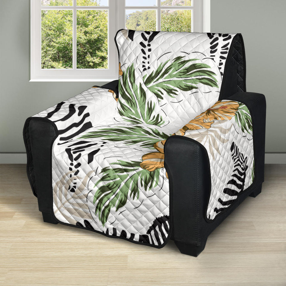 Zebra Hibiscus Pattern Recliner Cover Protector