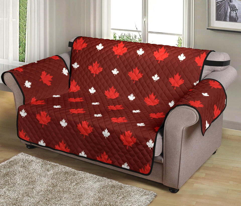 Canadian Maple Leaves Pattern background Loveseat Couch Cover Protector