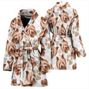 Yorkshire Terrier Pattern Print Design 04 Women Bathrobe