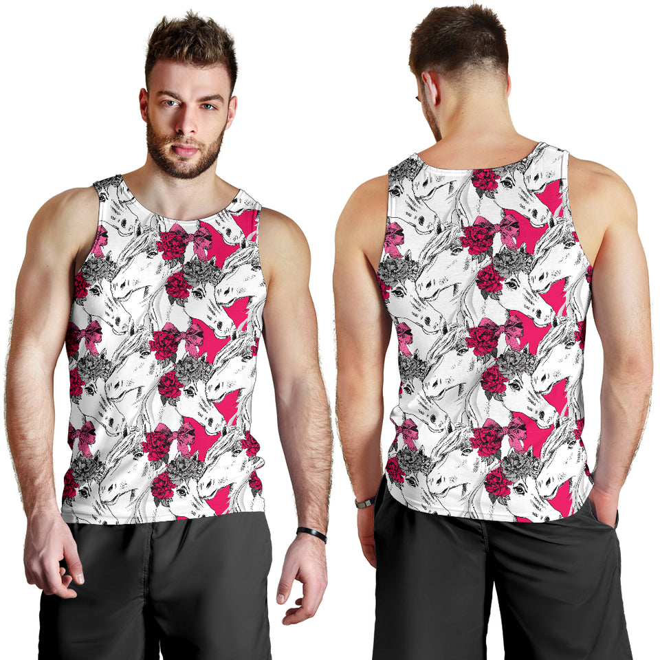 Horse Head Rose Pattern Men Tank Top