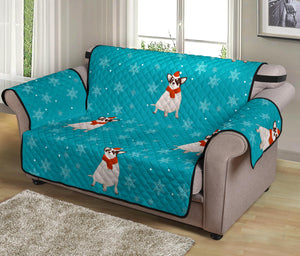 Fat Chihuahua Christmas Pattern Loveseat Couch Cover Protector