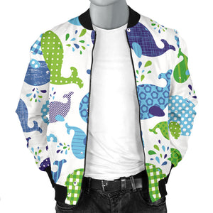 Whale Stripe Dot Pattern Men Bomber Jacket