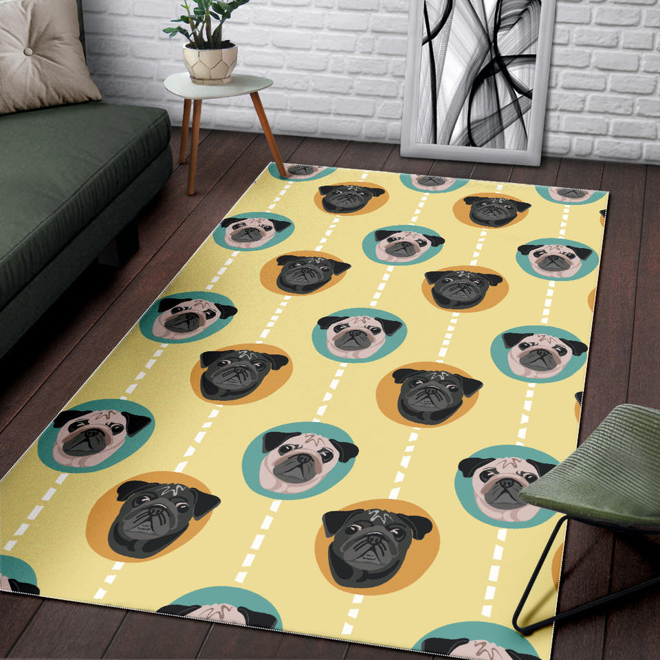 Pug Head Pattern Area Rug