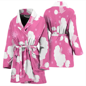 Poodle Pink Theme Pattern Women Bathrobe