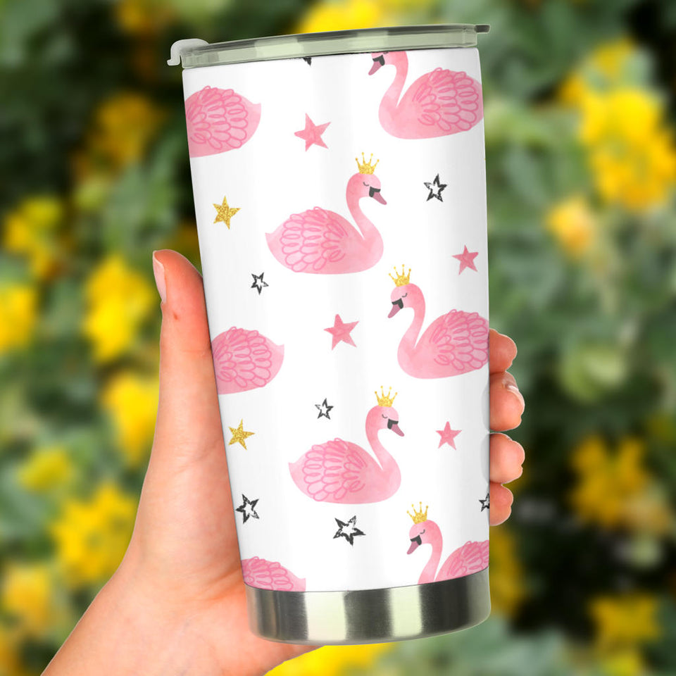 Pink Swan Pattern Tumbler