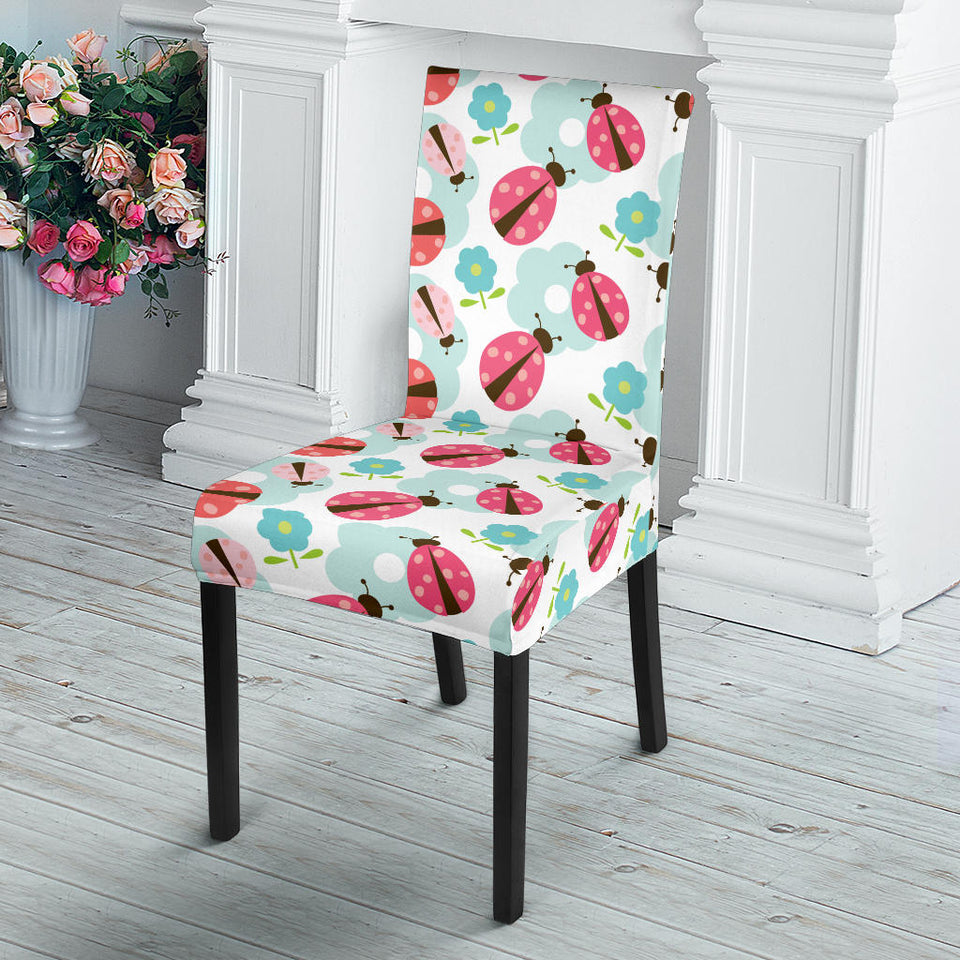 Ladybug Pattern Print Design 03 Dining Chair Slipcover
