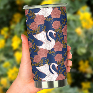 Swan Rose Pattern Tumbler