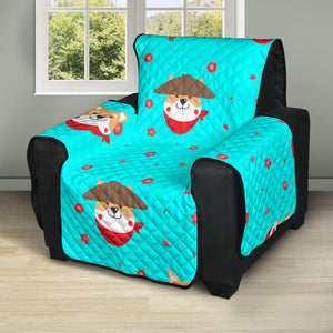 Shiba Inu Japanese Hat Pattern Recliner Cover Protector