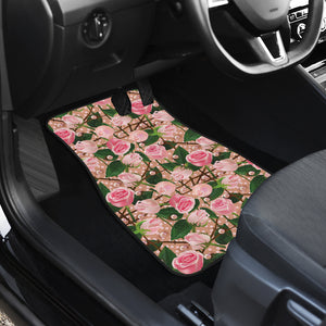 Rose Pattern Print Design 04 Front and Back Car Mats