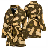 Peanut Pattern Green Background Women Bathrobe
