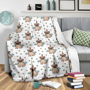 Unicorn Pug Pattern Premium Blanket