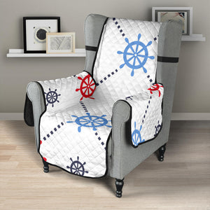 Nautical Steering Wheel Rudder Pattern Chair Cover Protector