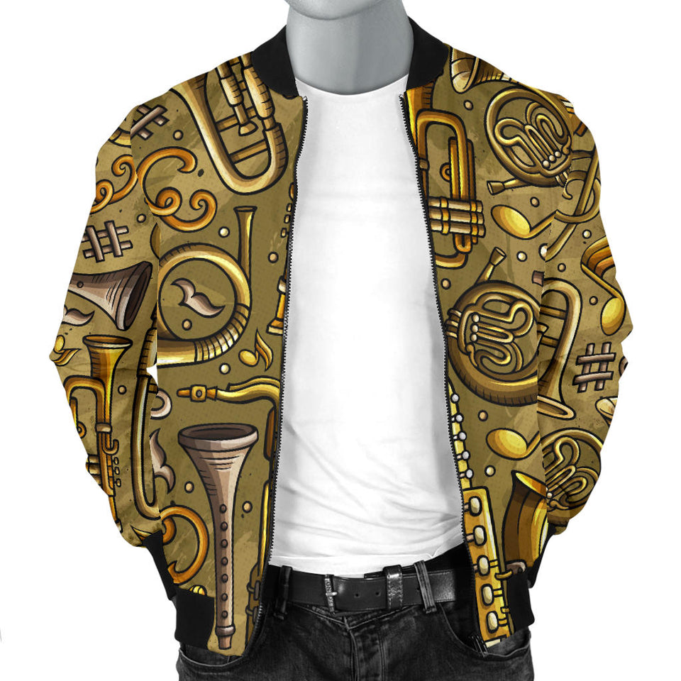 Saxophone Gold Pattern Men Bomber Jacket