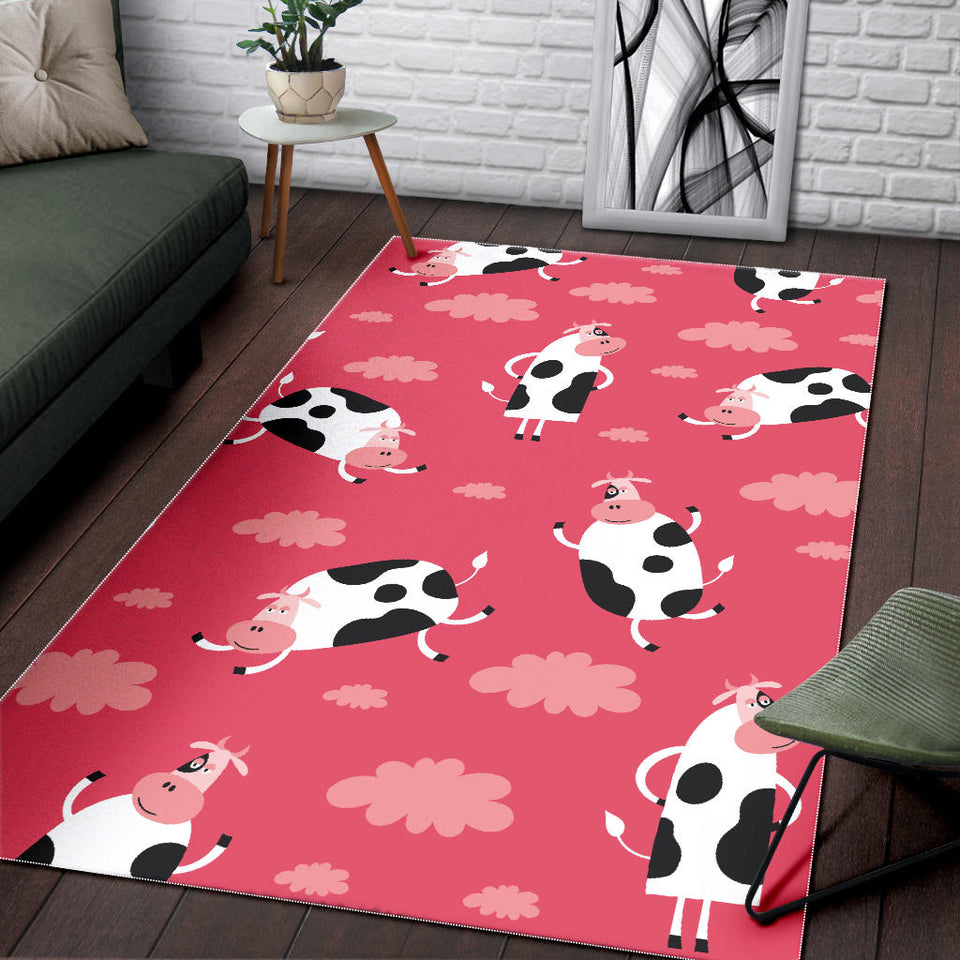 Cow Pattern Pink Background Area Rug