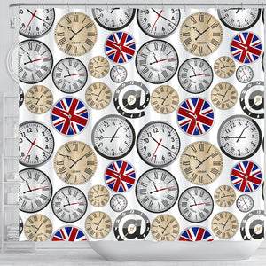 Wall Clock UK Pattern Shower Curtain Fulfilled In US