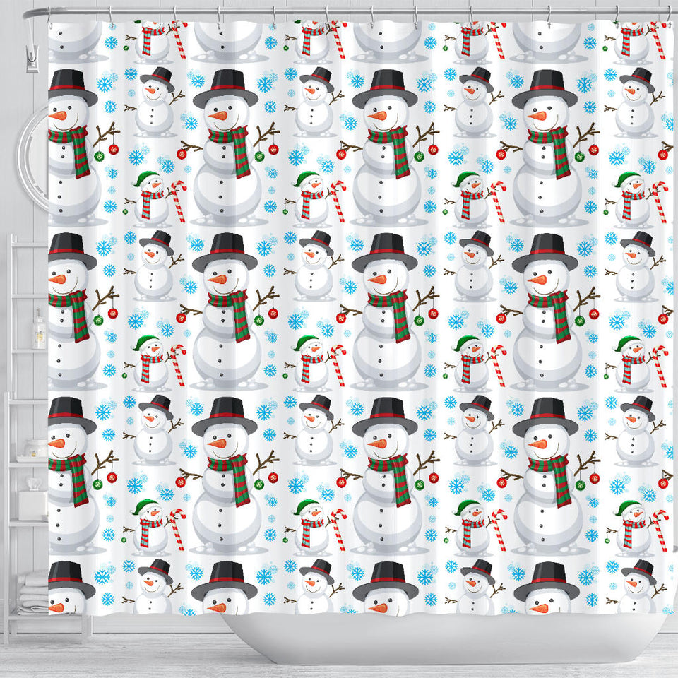 Snowman Pattern Background Shower Curtain Fulfilled In US