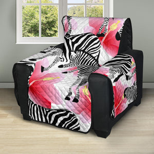 Zebra Red Hibiscus Pattern Recliner Cover Protector