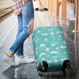 Airplane Cloud Pattern Green Background Luggage Covers