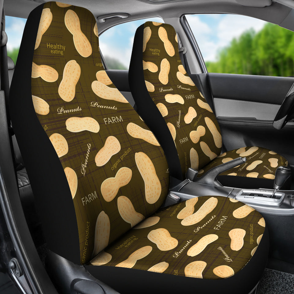 Peanut Pattern Green Background Universal Fit Car Seat Covers