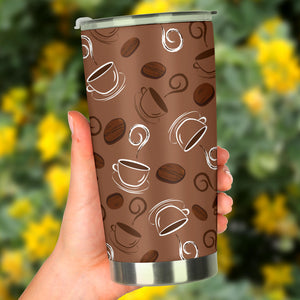 Coffee Cup and Coffe Bean Pattern Tumbler