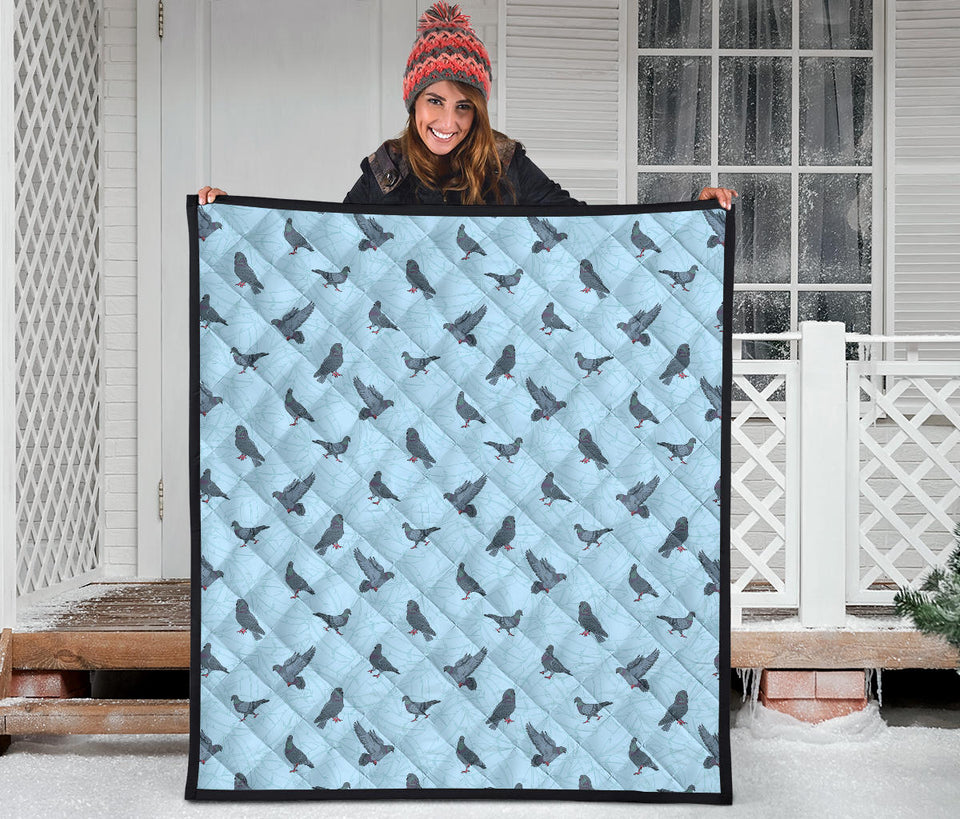 Pigeon Pattern Print Design 02 Premium Quilt